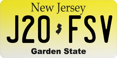 NJ license plate J20FSV