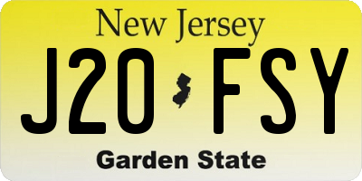 NJ license plate J20FSY