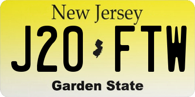NJ license plate J20FTW