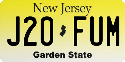 NJ license plate J20FUM