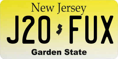 NJ license plate J20FUX