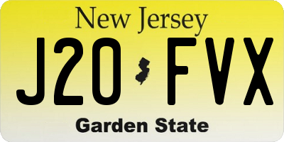 NJ license plate J20FVX