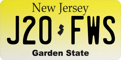 NJ license plate J20FWS