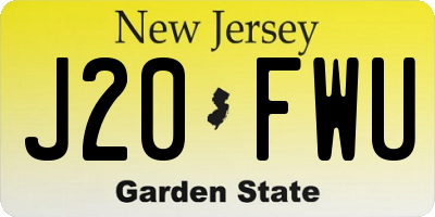 NJ license plate J20FWU