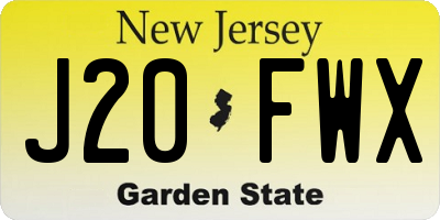 NJ license plate J20FWX