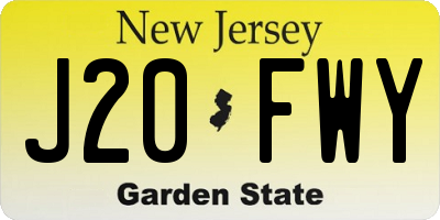 NJ license plate J20FWY