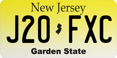 NJ license plate J20FXC