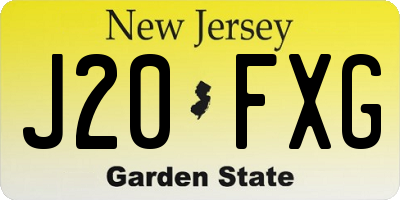 NJ license plate J20FXG