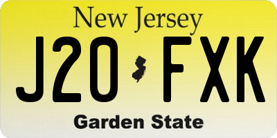 NJ license plate J20FXK