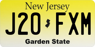 NJ license plate J20FXM
