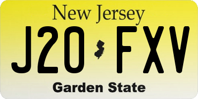 NJ license plate J20FXV
