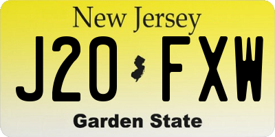 NJ license plate J20FXW