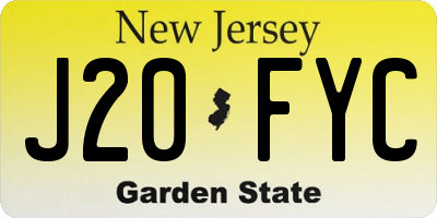 NJ license plate J20FYC