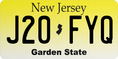 NJ license plate J20FYQ