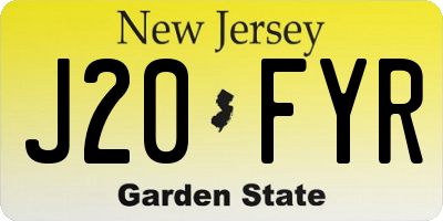 NJ license plate J20FYR