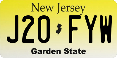 NJ license plate J20FYW