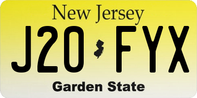 NJ license plate J20FYX
