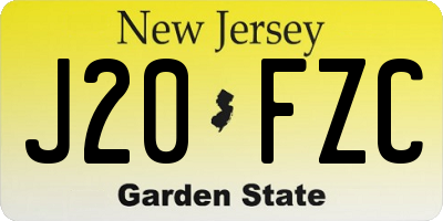 NJ license plate J20FZC