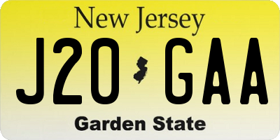 NJ license plate J20GAA