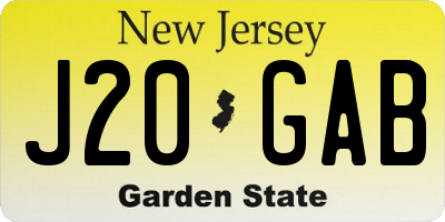 NJ license plate J20GAB