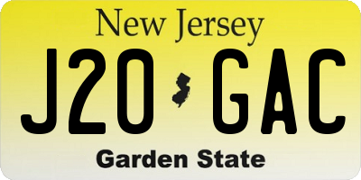 NJ license plate J20GAC