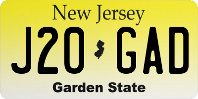 NJ license plate J20GAD