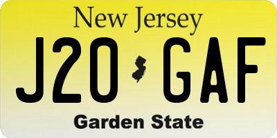 NJ license plate J20GAF