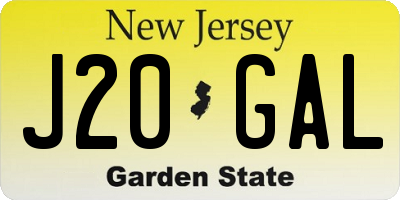 NJ license plate J20GAL