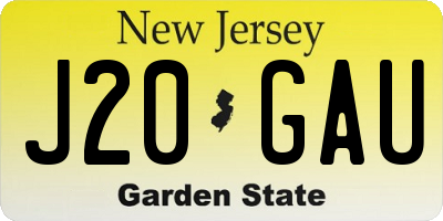 NJ license plate J20GAU