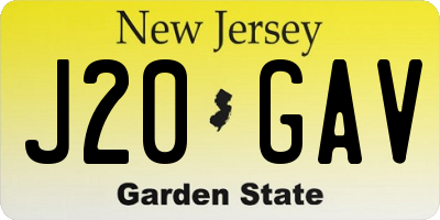 NJ license plate J20GAV