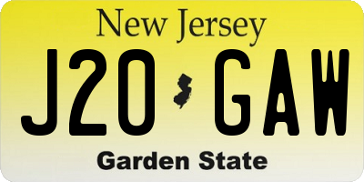NJ license plate J20GAW