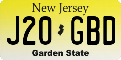 NJ license plate J20GBD