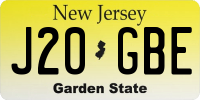 NJ license plate J20GBE