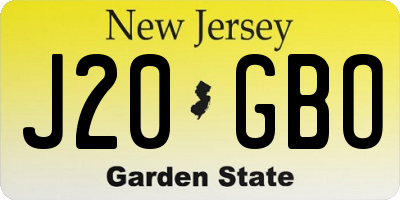 NJ license plate J20GBO