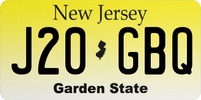 NJ license plate J20GBQ