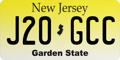 NJ license plate J20GCC