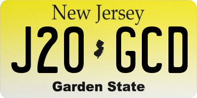 NJ license plate J20GCD