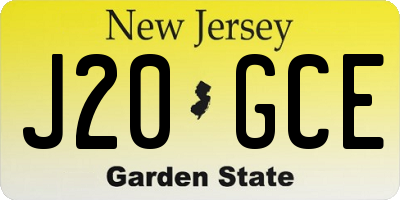 NJ license plate J20GCE