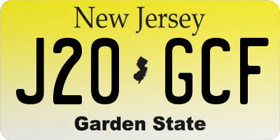 NJ license plate J20GCF