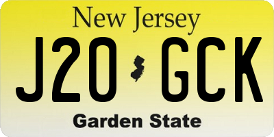 NJ license plate J20GCK