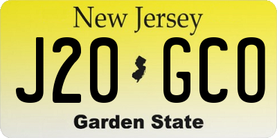 NJ license plate J20GCO