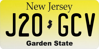NJ license plate J20GCV
