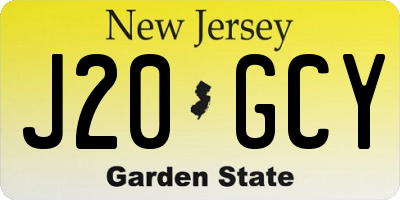 NJ license plate J20GCY