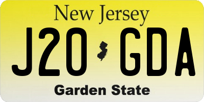 NJ license plate J20GDA