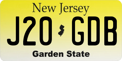 NJ license plate J20GDB