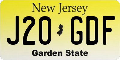 NJ license plate J20GDF
