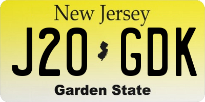 NJ license plate J20GDK