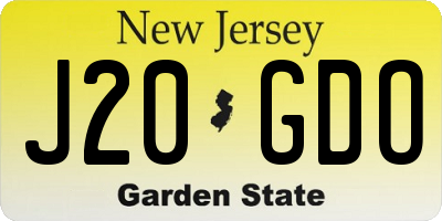 NJ license plate J20GDO