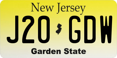 NJ license plate J20GDW