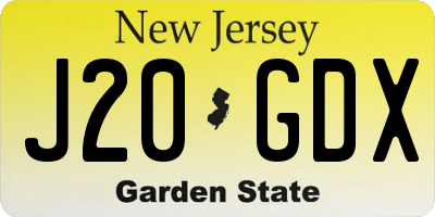 NJ license plate J20GDX